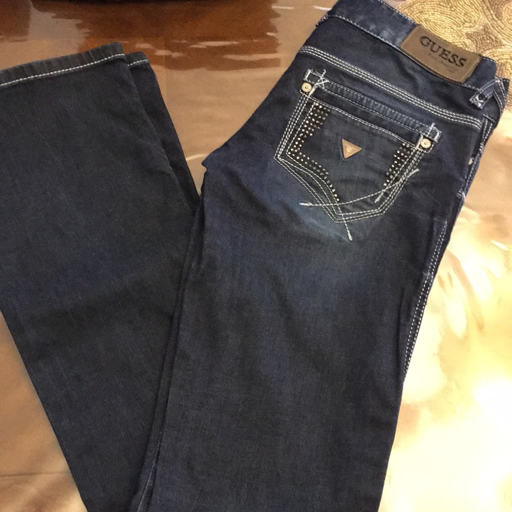 Guess dark denim slight boot cut jeans